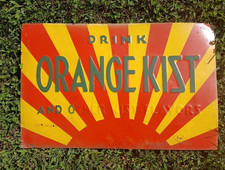 Vintage 1950s Orange Kist Soda Pop Cooler Steel Tin Sign 20x13- Rougher TLC picture