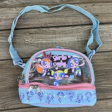 Vintage Cartoon Network 2001 Powerpuff Girls Crossbody Bag Purse Y2K Blue Pink picture