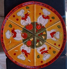 Certified Intl. Jennifer Brinley 6 Pizza Slice Plate Set W/Chef Shaker-SEE NOTES picture
