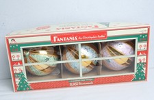 VTG Fantasia By Christopher Radko Boudoir Lace 4” Glass Ornaments & Original Box picture