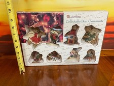 Vintage Christmas Traditions Collectible Bear Ornaments Set Of 8 Brand NEW picture