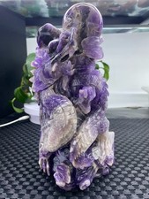 3.67lb Natural Dreamy Amethyst Quartz Carved Dragon Skull Crystal Reiki healing picture