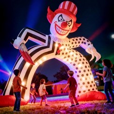 14FT Halloween Inflatable Giant Scary Clown Archway, Blow Up Evil Circus Jester picture