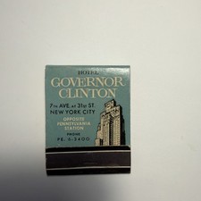 Hotel Governor Clinton NYC New York Front Strike Matchbook Full Unstruck Vintage picture