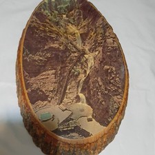 Vintage 1970s Seven Falls Colo Wood Slice Wall Plaque Oval Vertical Hanging picture