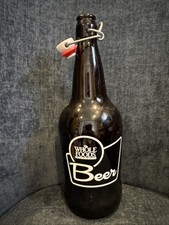 Whole Foods Market Amber Beer Bottle Swing Top Flip Cap 32oz Growler Logo Vtg picture