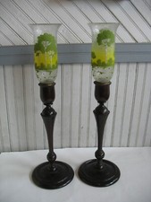 PR Pairpoint Ambero Scenic TREES Torchiere Shades Walnut Base Candlesticks 23