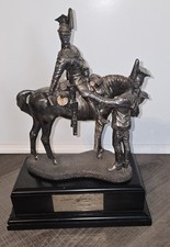 Queen's Royal Lancers Silver Finish Cavalry Horse Statue Hallmarked Plaque Vtg picture