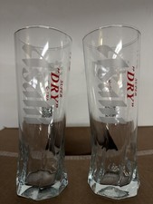 2 New Style Asahi Beer “super dry” Pint Glasses.  m25.  picture
