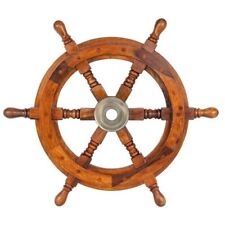 Handcrafted Nautical Wooden Antique 24 Inch Ship Steering Wheel Pirate Gift picture
