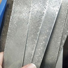 1X Handmade Damascus Steel Billet Knife Blank Blade Making Bar Wave Pattern US picture