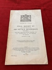 1939 Final Report By Sir Neville Henderson Termination Of Berlin Mission WWII VG picture