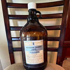 Potassium Chloride Liquid Brown Glass Medicine Bottle 1 Gallon Empty picture