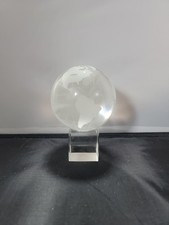 Godinger Shannon Crystal World Globe Sculpture with Square Base NIB Boxed picture