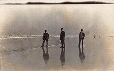 J79/ St Petersburg Florida RPPC Postcard c1910 Men Shoreline Ocean 125 picture