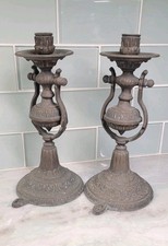 Antique Pair Of Bronze Ship Candle Holders, French, early 20th century picture