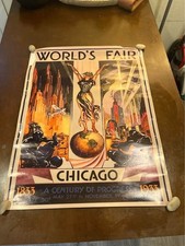 Vintage 1933 Chicago World's Fair Poster Century of Progress Art Deco Lithograph picture