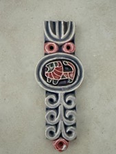 Vintage Avraham Gofer Israel Ceramic Mezuzah Mid-Century Modern Art Pottery Sign picture