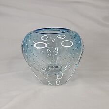 Blue Bubbles Votive Candle Art Glass Vase 4