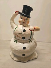 Vintage MCM Christmas Napco Stackable Creamer Sugar Snowman NO SHOVEL  picture