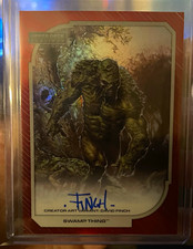 Upper Deck Platinum DC Swamp Thing #9 Creator Art Red Rainbow Auto David Finch picture