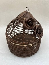 RARE VINTAGE ROYAL IRON CAGE ROSE ROUND HUT SHAPE BOX STYLE COLLECTABLE picture