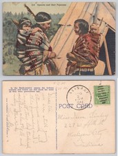Vintage 1941 Linen Postcard Native American Squaws & Papooses Curteich picture