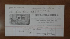 1889 Marysville 4th & E Sts Yuba California Lumber Illustrated Office Billhead picture