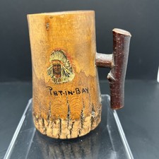 Put-in-Bay Lake Erie Souvenir Wooden Tankard Antique 4” picture