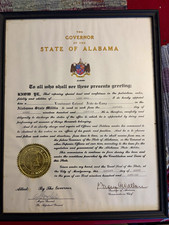 Framed Alabama State Militia Commission Signed George Wallace 1966 picture
