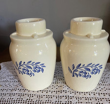 2  VTG Gaetano Pottery Pillar Taper Candlestick Candle Holders Blue Floral picture
