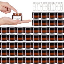 AuroTrends 1 oz Amber Glass Jars 48-Pack with Lids, UV Protection 1 fl.oz picture