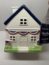 Stars & Stripes Patriotic July 4th 2026 Blue LED Ceramic House Americana NWT picture