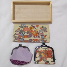 Okinawan Folk Art Wallet Set of 3, Sasa, Flower, Shisa, Vintage Showa used picture