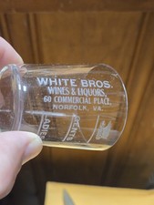 Rare Old White Bros Wine Liquor Norfolk VA PRE PRO Advertising etched Shot Glass picture