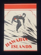 Vintage “HAWAIIAN ISLANDS” Travel Brochure A.S. Macleod Surfer Cover Art Hawaii picture