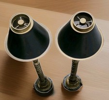 VTG CHAPMAN Brass Barley Twist Table Lamps Marble Base Metal Tole Shade 31