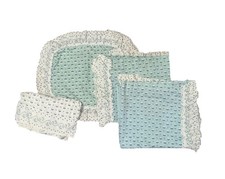 The Bibb Co Vintage Set of 7 Bedding & Curtains Blue-Green Retro Bedroom Cottage picture