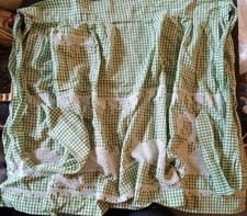 Vintage Mid-century Green Gingham Kitchen Waist Apron Swan Embroidery 20