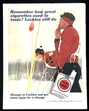 1961 Lucky Strike Cigarette Tobacco Smoking Snow Skiing Advertising Print Ad picture