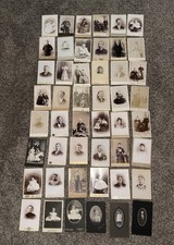 Lot 48 Antique Cabinet Card Photos 1880s-1900s Women,Men, Family, Babies picture