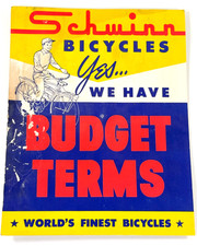 vtg 1959 Schwinn Panther Bicycle Advertising sign budget terms bike neon cool  picture