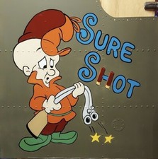 Hand-Painted WWII Nose Art Panel, Riveted Aircraft Aluminum, Elmer Fudd NAP-0144 picture