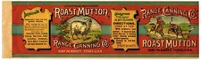 ORIGINAL VINTAGE TIN CAN LABEL C1890S TEXAS MUTTON COWBOY ROPER STEER OLD WEST 2 picture