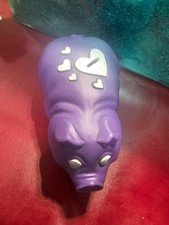 Vtg Purple Pig Hearts Plastic Blow Mold Piggy Bank Winc Inc Chicago Illinois USA picture