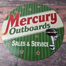 Vintage Mercury Outboards Sign - Sales Service Porcelain Gas Station Pump Sign picture