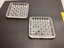 2 Beautiful Vintage Square Divided Glass Serving Trays 7”x7” picture