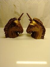 Vintage Heavy Brass Unicorn Bookends MCM Pair picture