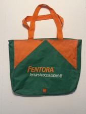 Vintage FENTORA Pharmaceutical Promo Tote Bag Canvas Green Zip Pocket Rare picture