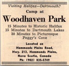 Camp At Woodhaven Park Hwy 213 Hammonds Plains Nova Scotia CAN 1974 Ad TAK6-S105 picture
